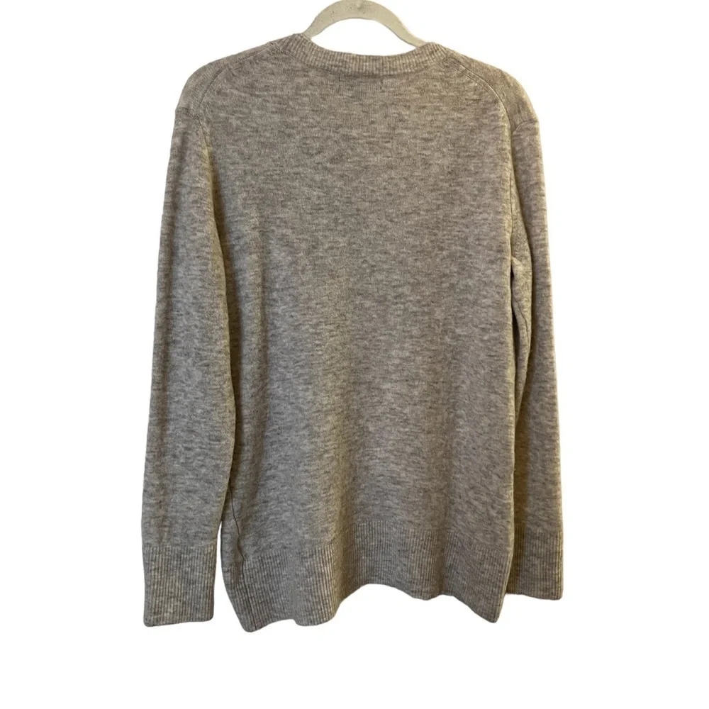 Banana Republic Aire Vee fluffy neutral v-neck alpaca wool blend sweater, M